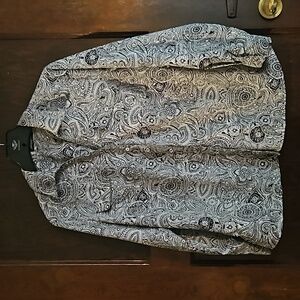 EUC Black and White Paisley Button Down Blouse - Size XL